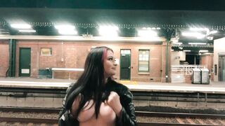 Playing with my nipples while waiting for the train #3