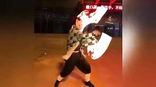 Demon Slayer Anime: Holograms projection and Kimetsu no Yaiba cosplay #2