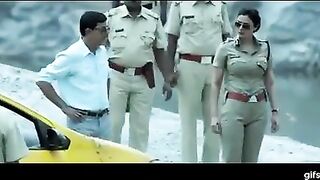 Tabu's tight police officer costume - boob show from Drishyam