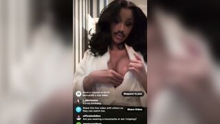 Cardi playing with her Tits & a Nip Slip